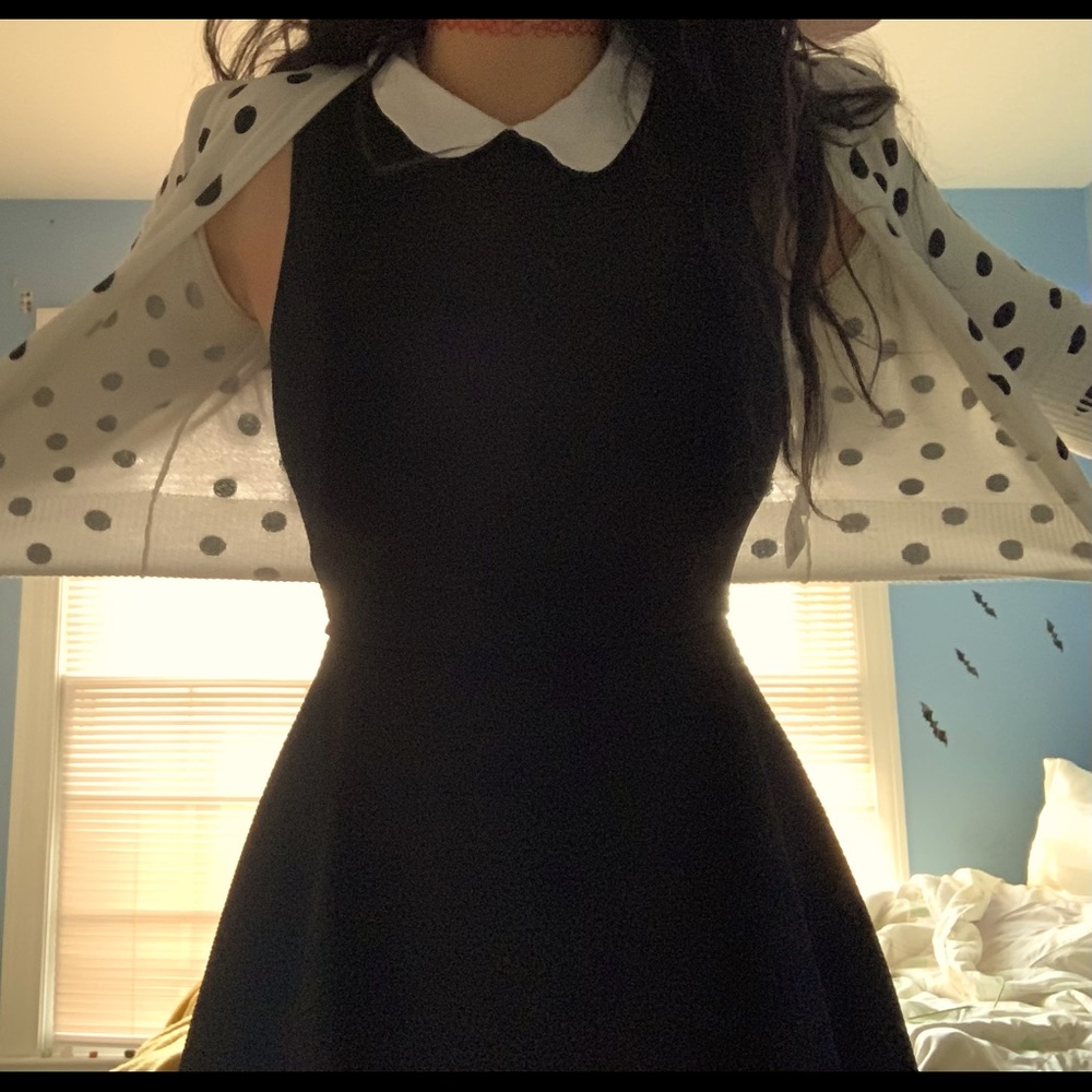 Peterpan collar sleeveless little black dress